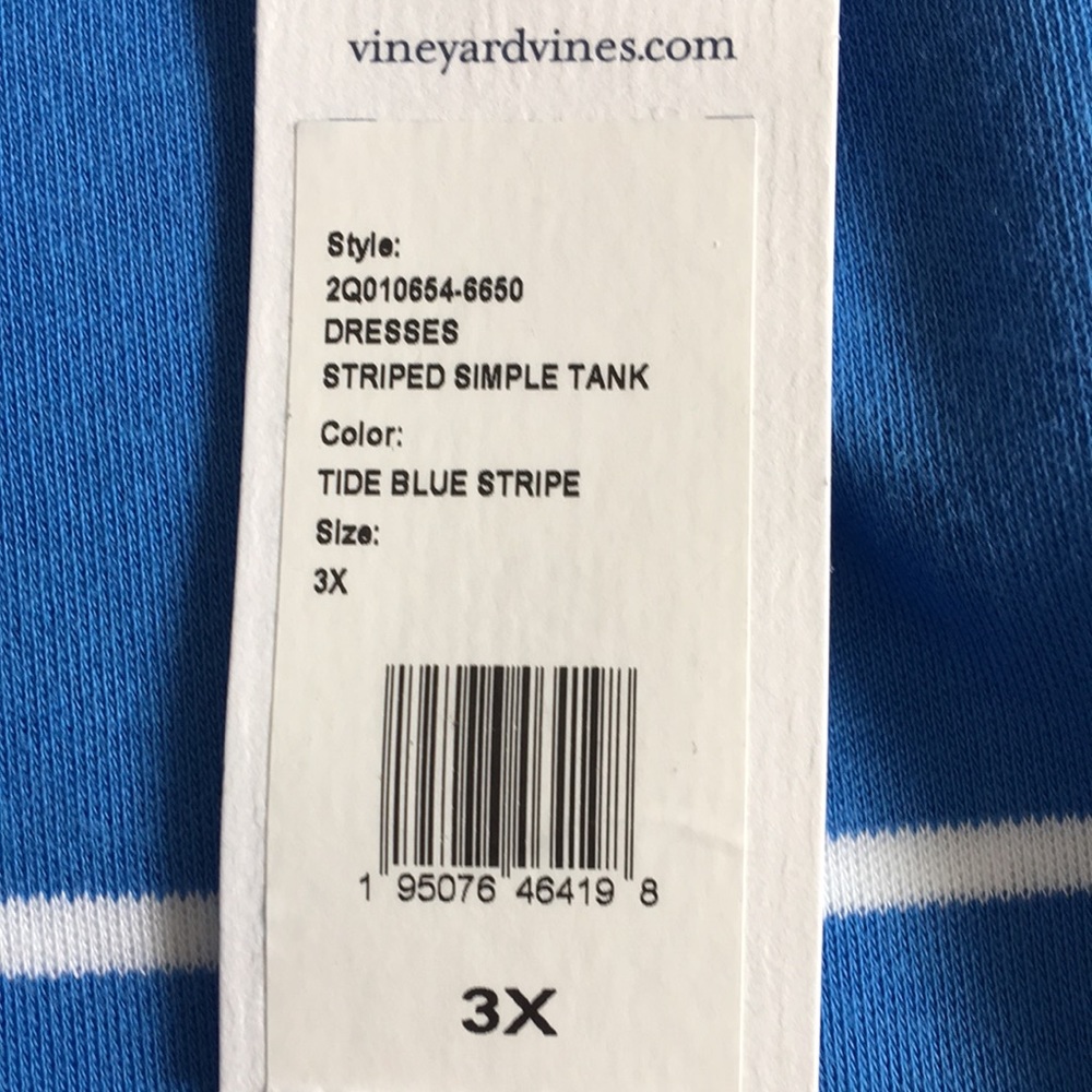 Vineyard Vines Blue and White Tank Dress. New with tags. Size 3X. - Picture 7 of 8